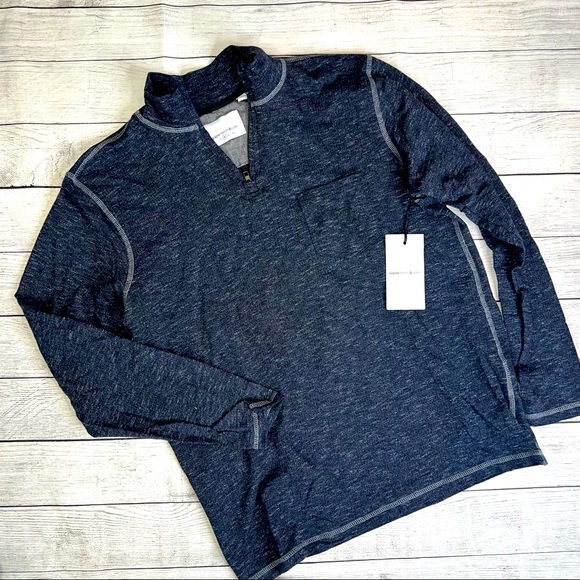 Paper Denim & Cloth Other - Paper Denim & Cloth NWT Men’s 1/4 Zip Long Sleeve T-Shirt Top Navy Blue Medium